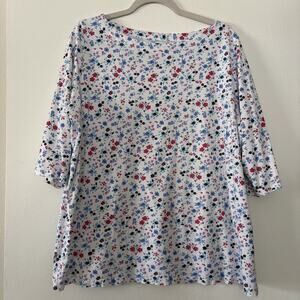 Woman Within Plus Size L 18/20 Floral Top Cotton 3/4 Sleeve